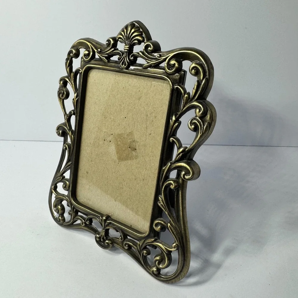 Burnes of Boston Ornate Gold Scroll Metal 3x4.5 Picture Frame Victorian Style